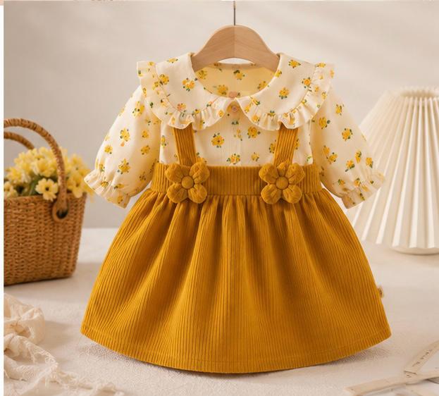 Golden Petal Floral Dress