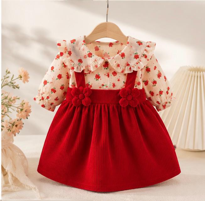 Golden Petal Floral Dress